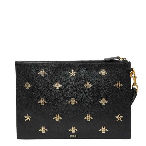 GUCCI Handbags - Gucci Beastar Clutch Bag/Second Bag 495066 Black/Gold Leather Women's GUCCI